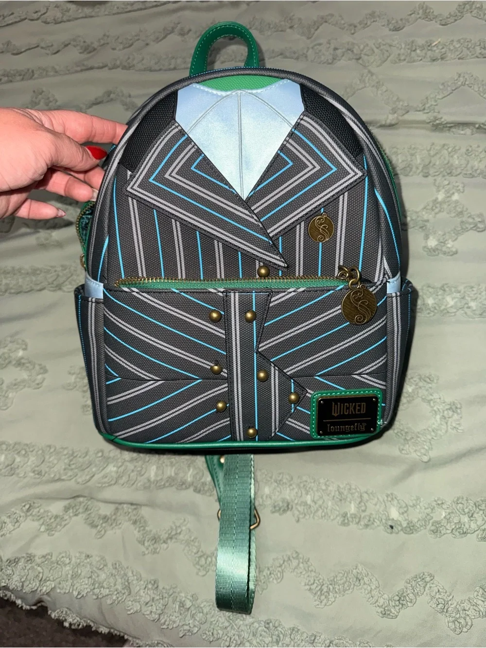 Loungefly Wicked Mini Backpack - Gray, Teal & Light Blue